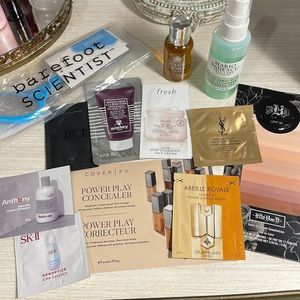 Assorted makeup and skincare samples